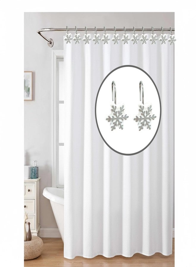 ZCHOMI 12PCS Christmas Winter Snowflake Shower Curtain Hooks, Grey Silver Winter Holiday Decorative Bath Curtain Hooks, Metal Rustproof Shower Curtain Rings for Xmas Bathroom Decor (Silver) - Image 3
