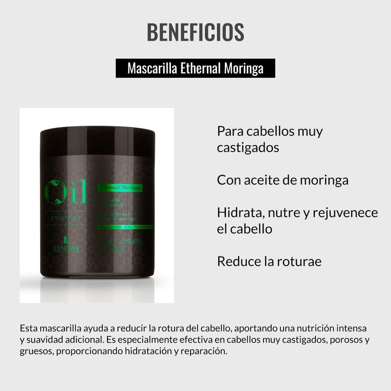 Lendan - Hydrating Hair Mask - Ethernal Moringa Mask - 500 ml - For Dry or Damaged Hair - With Moringa Oil - Helps Hydrate and Nourish for a Healthier Look - Helps Strengthen Hair - Image 3