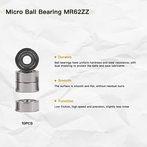 CNBTR 10PCS 2x6x2.5mm Bearing Steel Mini Groove Ball Bearings Sliding Wheels MR62ZZ Bearing Steel Miniature Ball Bearing for Power Tools, DIY Industry - Image 3