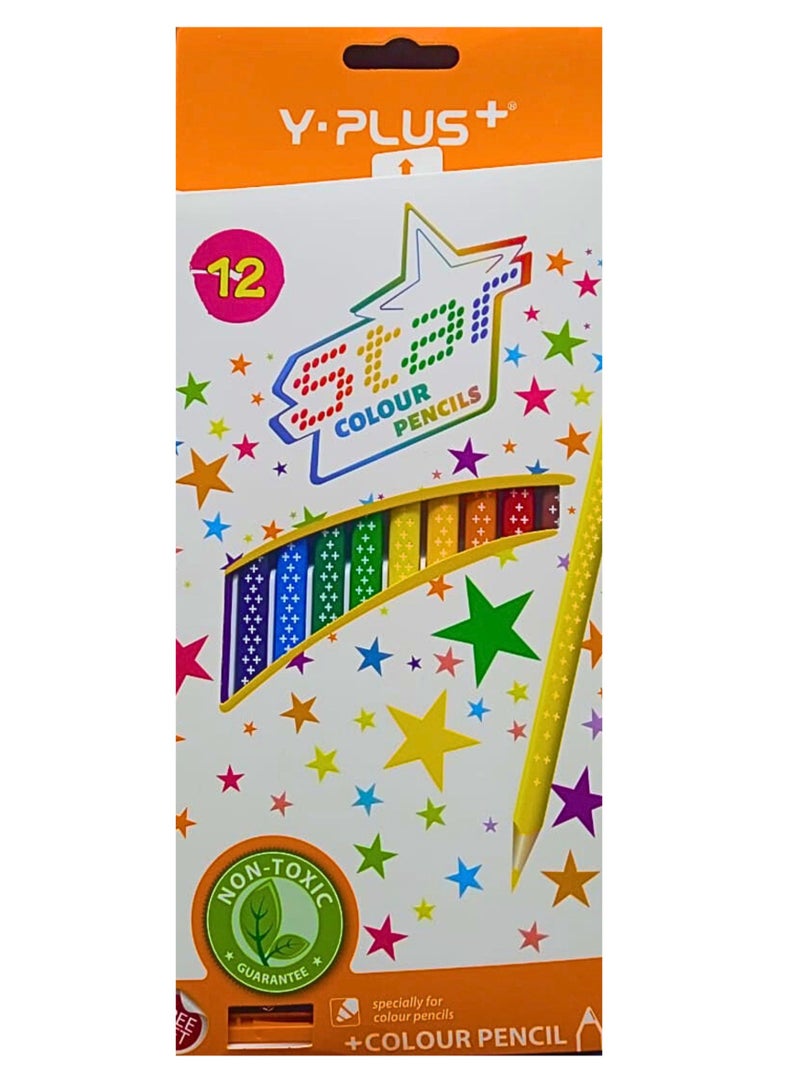YPlus Colored Pencil Star With Sharpner (Pack of 12 Pieces) - Image 3