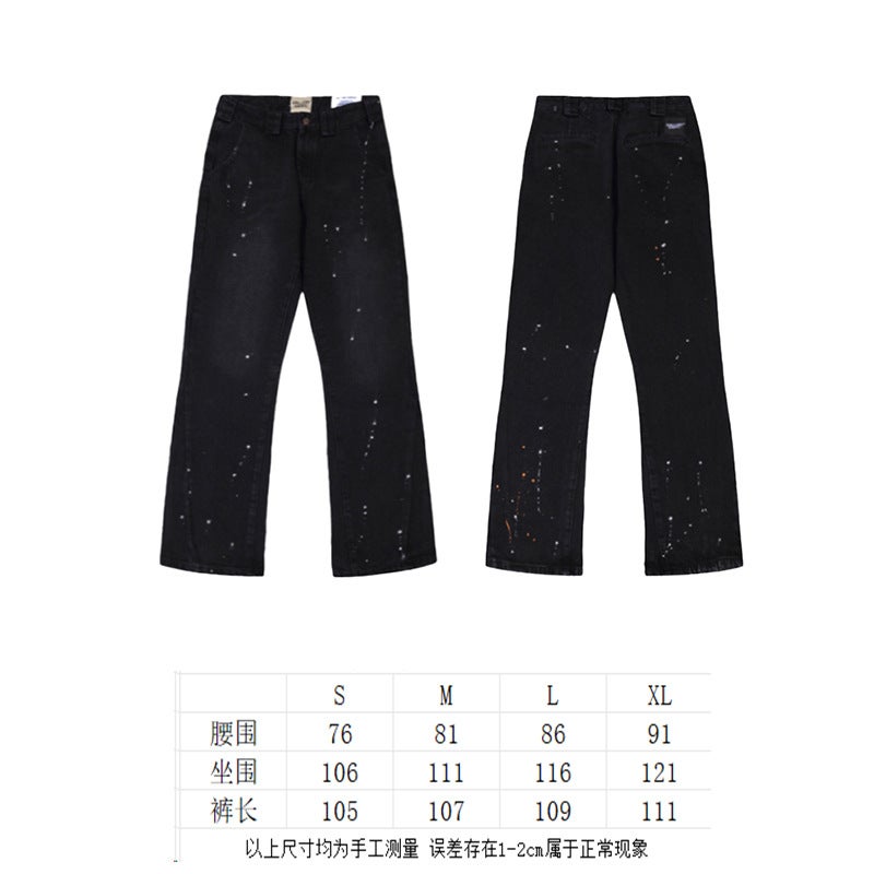 Gallery Dept Splash Ink Ripped Jeans Mens Loose Fit 601 black 