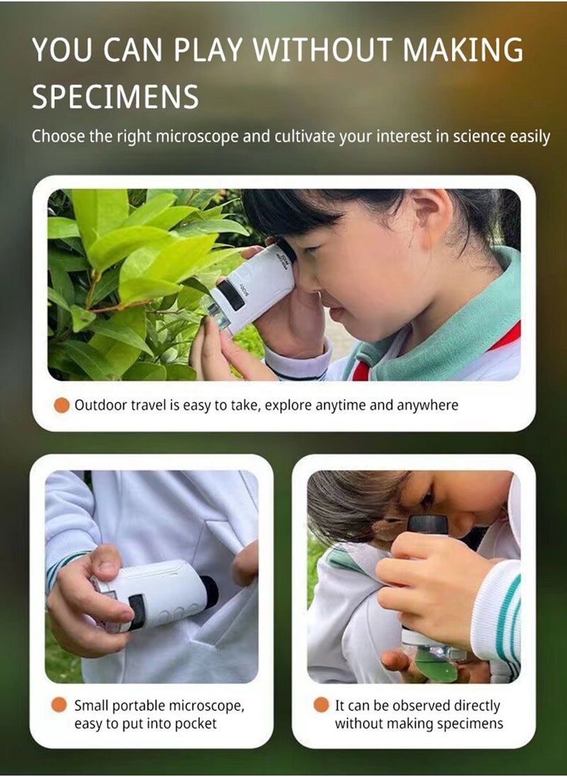EzzySo - Mini Pocket Microscope Kit 60 To120x Portable Laboratory Microscope With LED Light For Kids Science Experiment Utensils - Image 1