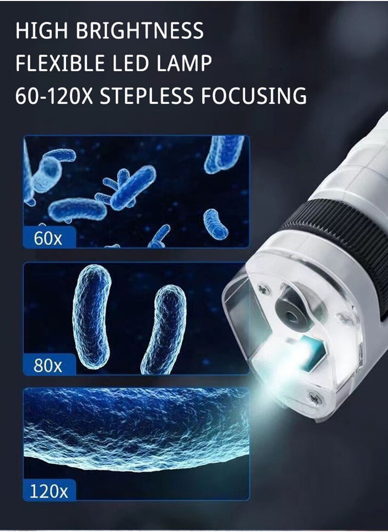 EzzySo - Mini Pocket Microscope Kit 60 To120x Portable Laboratory Microscope With LED Light For Kids Science Experiment Utensils - Image 1