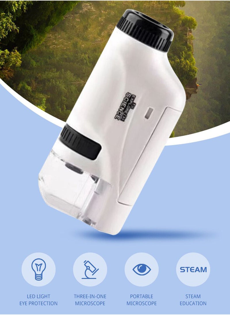 EzzySo - Mini Pocket Microscope Kit 60 To120x Portable Laboratory Microscope With LED Light For Kids Science Experiment Utensils - Image 1