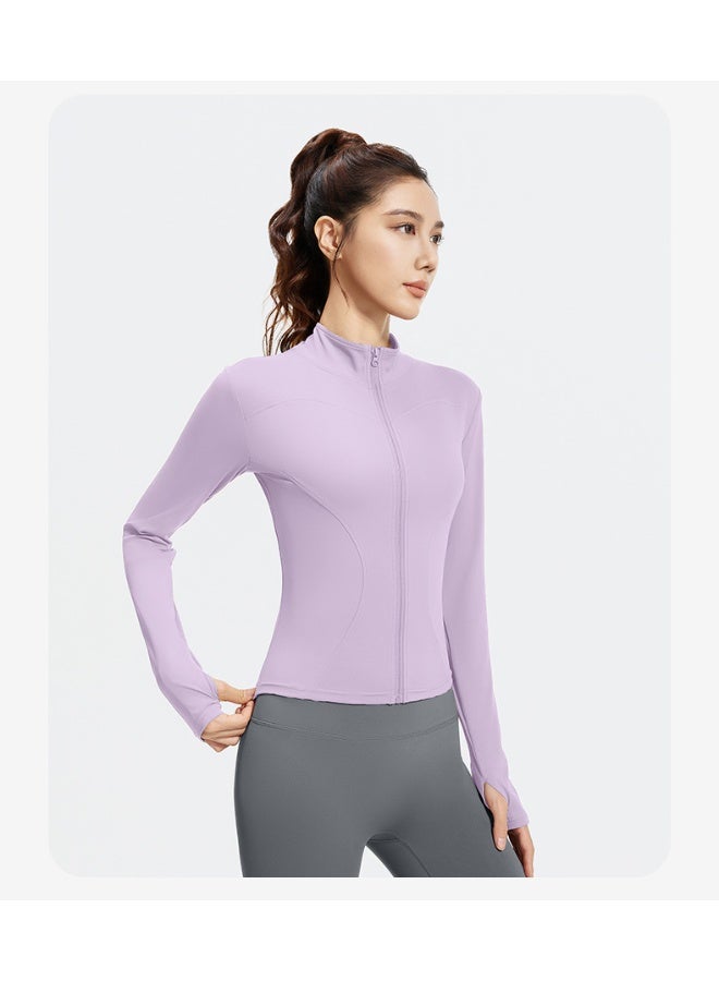 Zipper Jacket Yoga Tops Women's Standing Collar Long Sleeved Sports T-shirts Running Training Fitness Top Gym Workout Shirt - Image 3