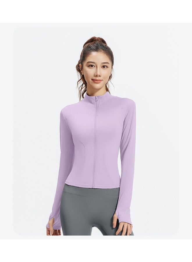 Zipper Jacket Yoga Tops Women's Standing Collar Long Sleeved Sports T-shirts Running Training Fitness Top Gym Workout Shirt - Image 2