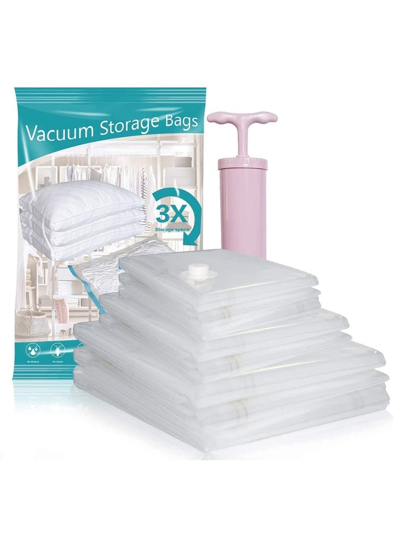 HOMESTAR 8PCS Vacuum Storage Bags, Reusable Space Saver Seal Bag with Hand Pump, Compression Sealer Bags for Comforters, Blankets, Clothes, Pillows, Travel(3 x Jumbo, 2 Large, 3 Medium)  - Image 1