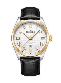 Tornado CELESTIA CLASSIC Men's Japan Quartz Movement Watch, Analog Display and Leather Strap - T8007-SLBWG, Black