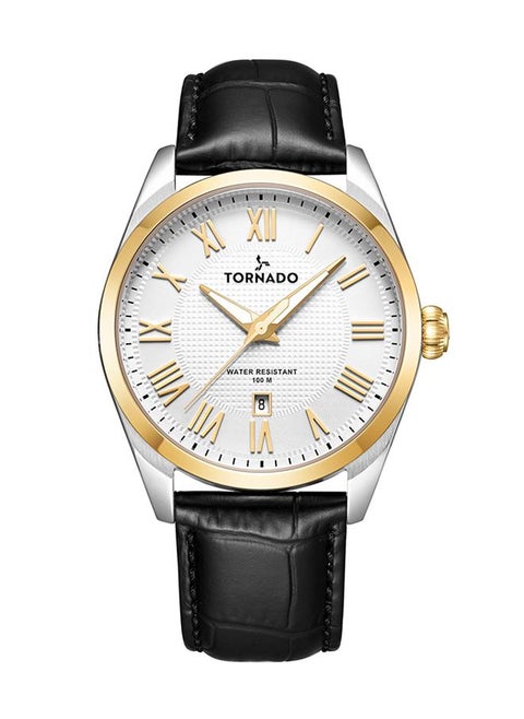 Men's Leather Analog Watch T8007-SLBWG - 42x48 mm