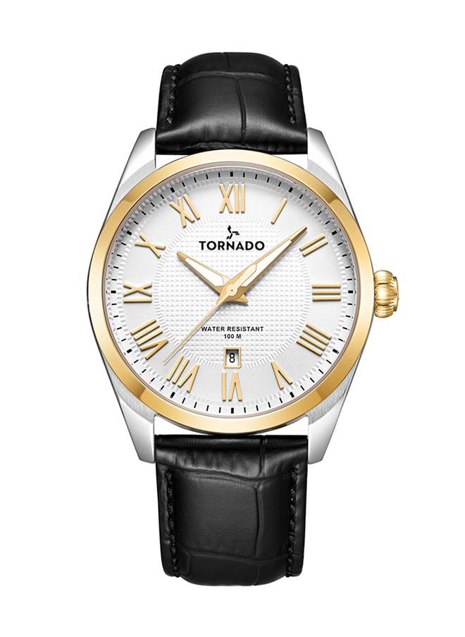 TORNADO - Tornado CELESTIA CLASSIC Men's Japan Quartz Movement Watch, Analog Display and Leather Strap - T8007-SLBWG, Black - Image 1