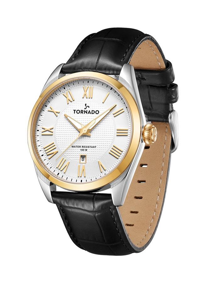 TORNADO - Tornado CELESTIA CLASSIC Men's Japan Quartz Movement Watch, Analog Display and Leather Strap - T8007-SLBWG, Black - Image 1