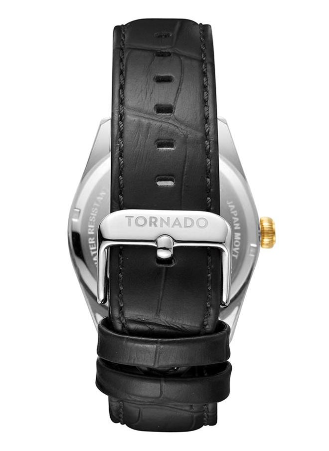 TORNADO - Tornado CELESTIA CLASSIC Men's Japan Quartz Movement Watch, Analog Display and Leather Strap - T8007-SLBWG, Black - Image 1