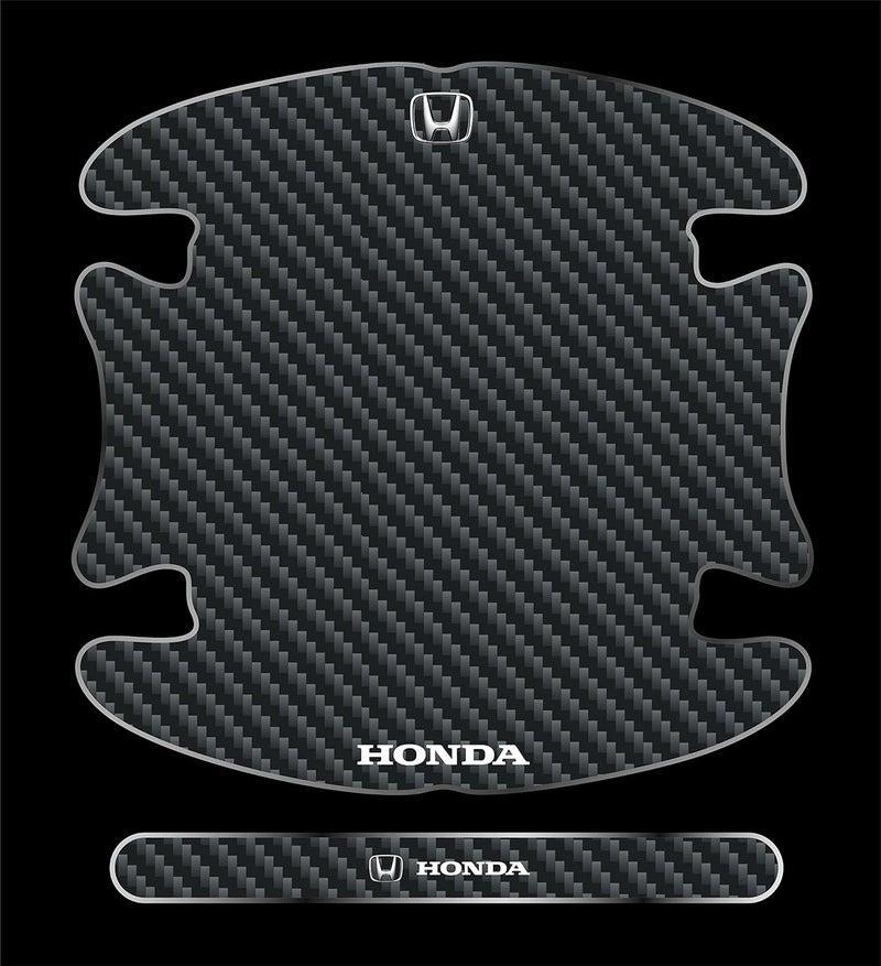 BIG FLAG 3D Gel Type Car Door Carbon Fiber Handle Cup and Handle Stripe Scratch Guard Sticker Universal for Specific Brand (Pack of 8) (3DDRSTCFSQVAR) (H0NDA) - Image 1
