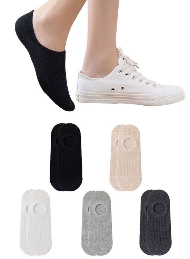 HOOTO 5 Pairs invisible socks for men and women,  with Non Slip Grip Liner for Athletic Running Invisible Liner Socks - Image 1