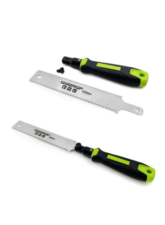 Green Japanese Flush Cut Hand Saw 7 Inch Double Edged Pull Saw for Woodworking - Image 1