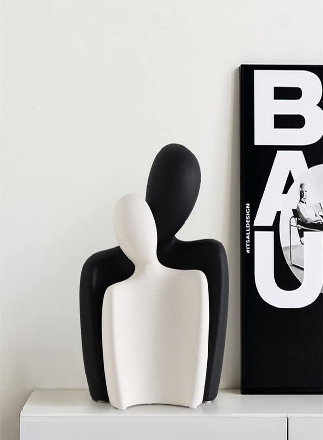 DEAMACE Ceramic Couple Statues for Home Decor, Hugging Couple Figurines, Modern Romantic Love Sculptures for Living Room Bedroom Office Shelf and Table Decor, Black White - Image 5