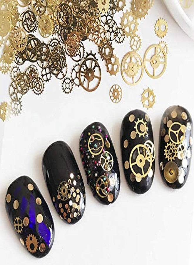 LASSUM Metal Nail Sequins 3D Punk Time Gears Nail Studs Nail Art Decorations (Box-Packed) - Image 1