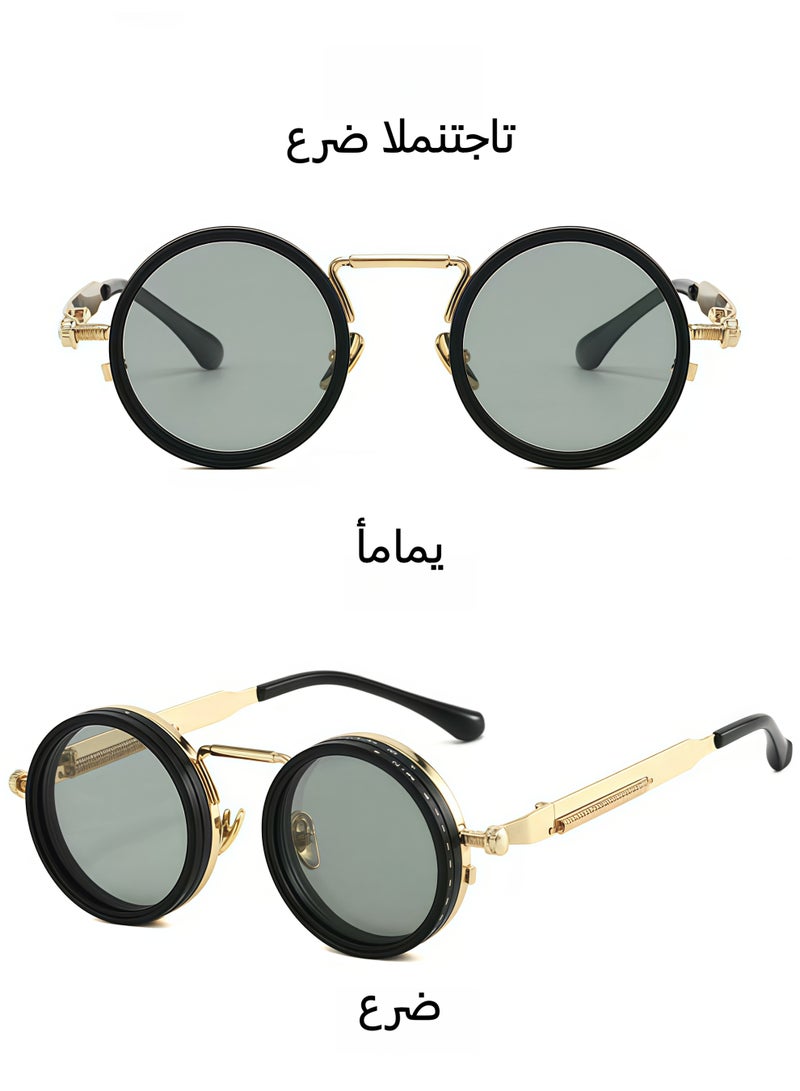 9-level adjustable polarized sunglasses - UV resistant, 9-level dimming and anti glare high-definition lenses, unisex sunglasses suitable for day and night use, outdoor driving, fishing, camping, lightweight and comfortable frame (gold) - Image 2