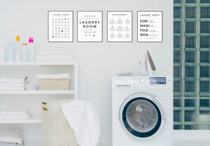 PLKMN Laundry Room Wall Art Print Set of 4, Laundry Symbols Wall Decor, Laundry Care Symbols Guide Sign, Laundry Room Decor 8x10 Inch (Unframed) - Image 3