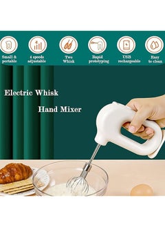 erorex Electric Mixer Compact Cordless Electric Egg Beater Usb Rechargable Egg Beater With 2 Detachable Stir Whisks 4 Speed Modes For Whipping And Mixing Cookies Dough Batters And More Green  - Image 2