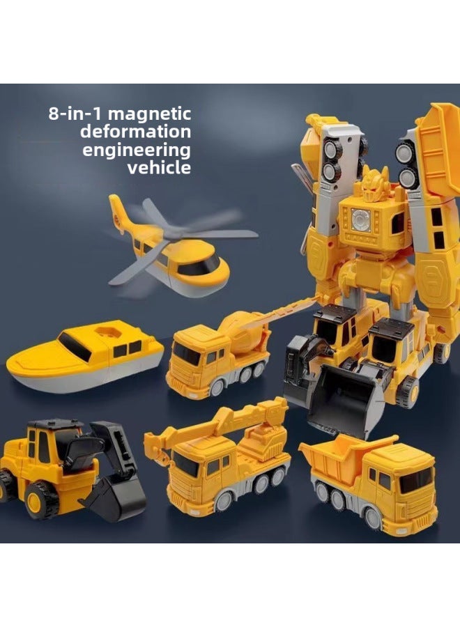 Magnetic Deformation Engineering Vehicle Children's Toy Car Building Blocks Assembled Magnetic Puzzle Robot King Kong Armor Boy-Color:Engineering Series-35-piece Set-color Box - Image 4