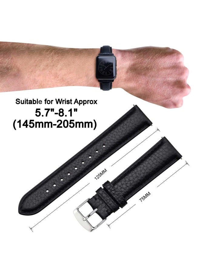 ANNEFIT Watch Band 16mm, Quick Release Textured Padded Leather Straps with Silver Buckle for Men and Women (Black)  - Image 3