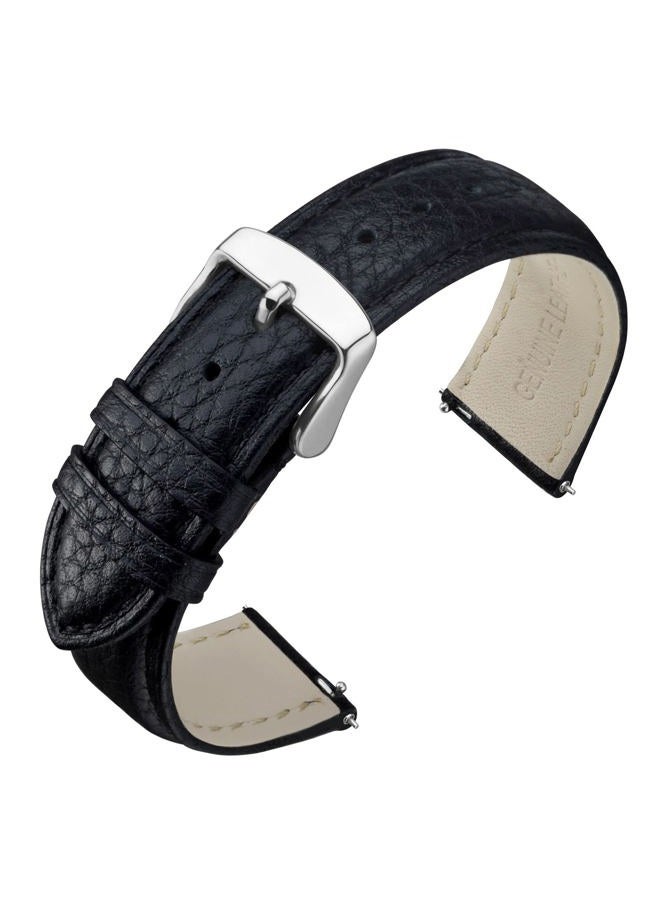 ANNEFIT Watch Band 16mm, Quick Release Textured Padded Leather Straps with Silver Buckle for Men and Women (Black)  - Image 1
