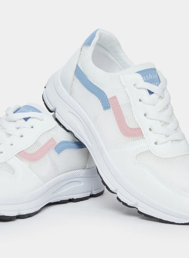 Take Two Take Two Textured Color Block Lace Up Sneakers