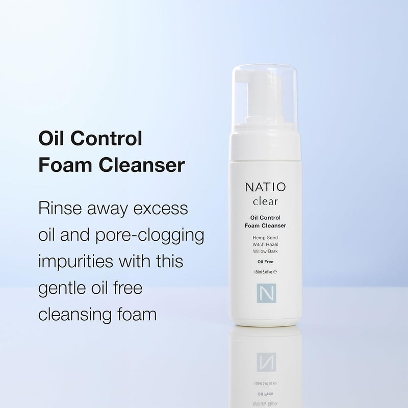 Natio Australia Clear Oil Control Foam Cleanser, 5 oz - Acne Face Wash - Face Cleanser with Tea Tree, Witch Hazel - For Oily, Acne Prone Skin - Image 2