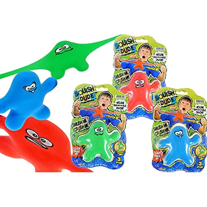 Ja-Ru Squish Dude Stretchy Sand Filled Man-Fidget Toy (3 Assorted) by . Stress & Anxiety Relief Sensory Toys for Kids and Adult. Party Favor Classroom Prizes. Therapy Toys Autism ADHD. 3410-3p - Image 1