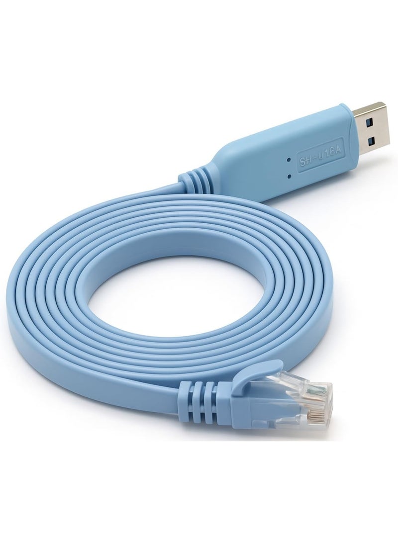 BEST ONE USB to RJ45 Console Cable 1.8M/5.9FT, Professional RJ45 to USB Configuration Cord Compatible with Router, Switch, Firewall & Access Point Devices – Stable Connection for Network Management – Blue - Image 1