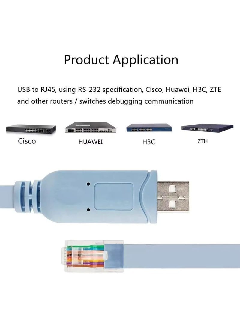 BEST ONE USB to RJ45 Console Cable 1.8M/5.9FT, Professional RJ45 to USB Configuration Cord Compatible with Router, Switch, Firewall & Access Point Devices – Stable Connection for Network Management – Blue - Image 5