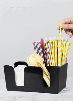 Bincoo Coffee Countertop Tissue Straw Box Multifunctional Cup Spoon and Fork Storage Box  - Image 2