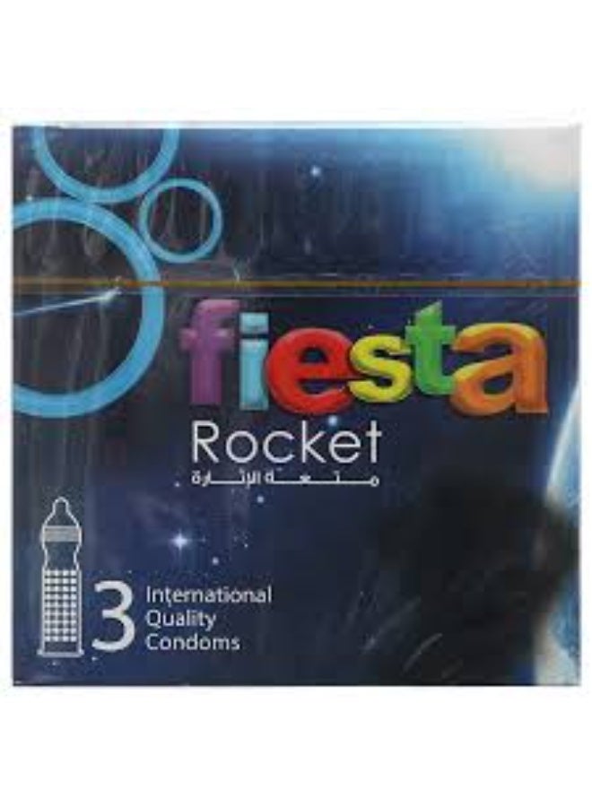 Vesta Fiesta Rocket Ribbed Condoms - 4 Packs of 3