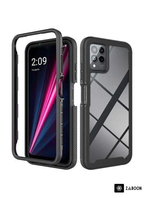 Phone Case For T-Moblie Revvl 6 Pro 5G Starry Sky Solid Color Shockproof TPU Clear PC (Black)