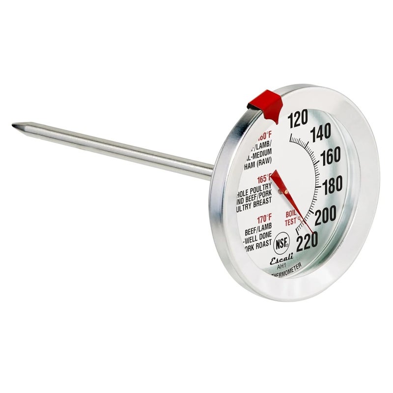 Escali AH1 Stainless Steel Oven Safe Meat Thermometer, Extra Large 2.5-inches Dial, Temperature Labeled for Beef, Poultry, Pork, and Veal Silver NSF Certified - Image 1