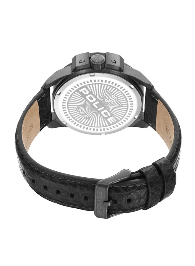 بوليس Underlined 46mm Men's Analog Watch with Black Leather  Strap