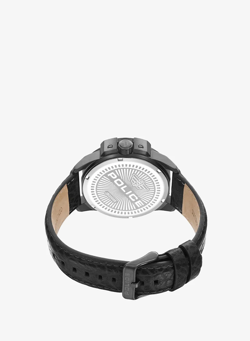 Police  Underlined 46mm Men's Analog Watch with Black Leather  Strap for Men | Best Price UAE