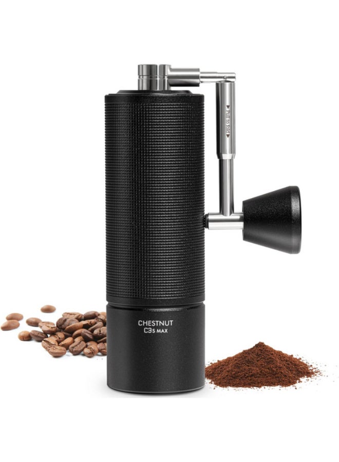 TIMEMORE Chestnut C3S MAX Manual Coffee Grinder Stainless Steel S2C Conical Burr Coffee Grinder, Capacity 35g Hand Coffee Grinder with Foldable Handle, Adjustable Grind Setting for Espresso, Black - Image 1