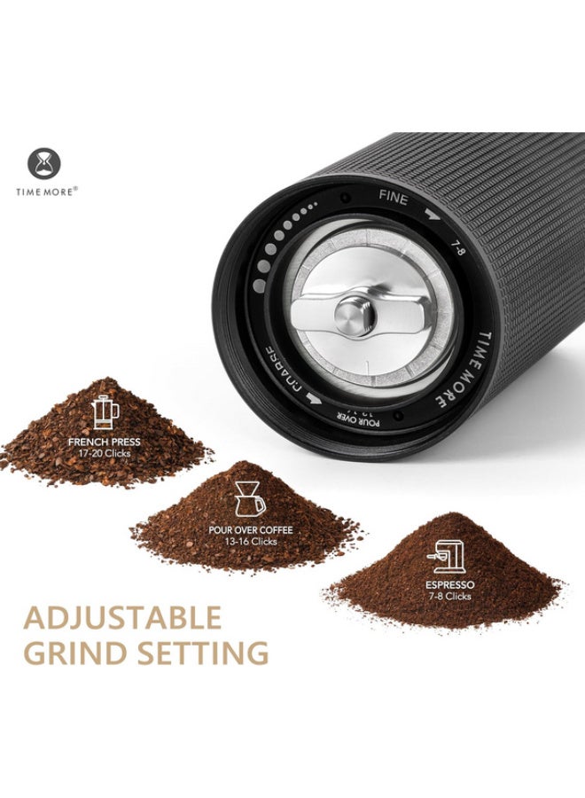TIMEMORE Chestnut C3S MAX Manual Coffee Grinder Stainless Steel S2C Conical Burr Coffee Grinder, Capacity 35g Hand Coffee Grinder with Foldable Handle, Adjustable Grind Setting for Espresso, Black - Image 5