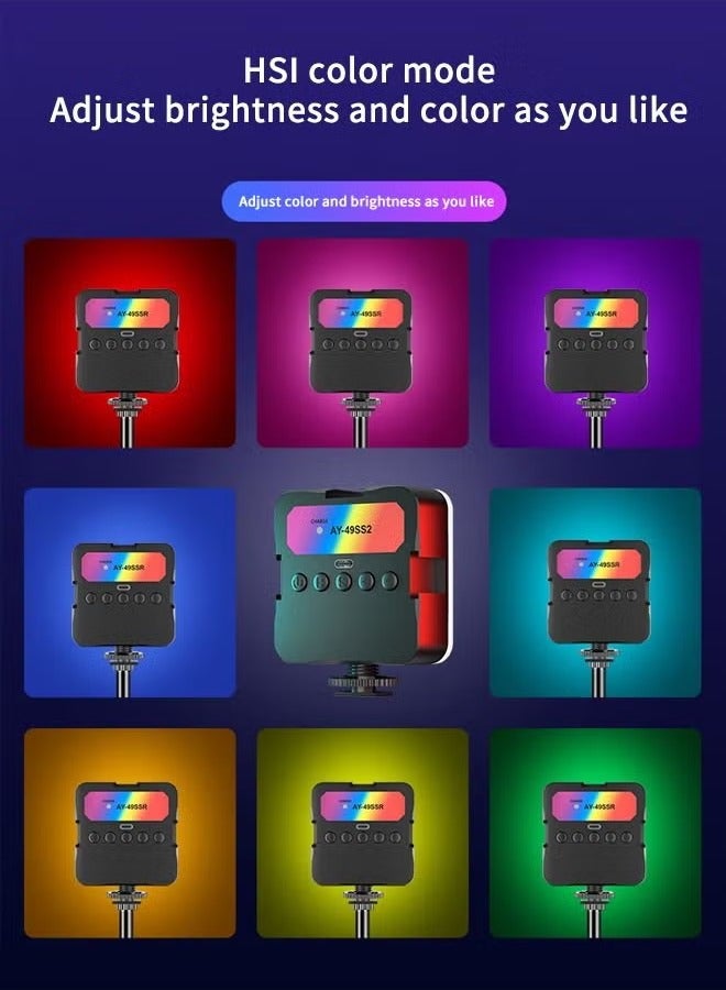 TOP ONE Portable RGB Video Light Fill Light 0-360 Full Color Video Light Dimmable 180 Degree Front and Rear Adjustment Angle for Photography,Video Conference,TikTok - Image 4