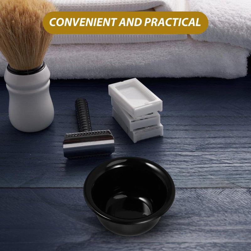Black Reusable Shaving Soap Bowl and Mug with Foam Brush Holder for Men - Image 4