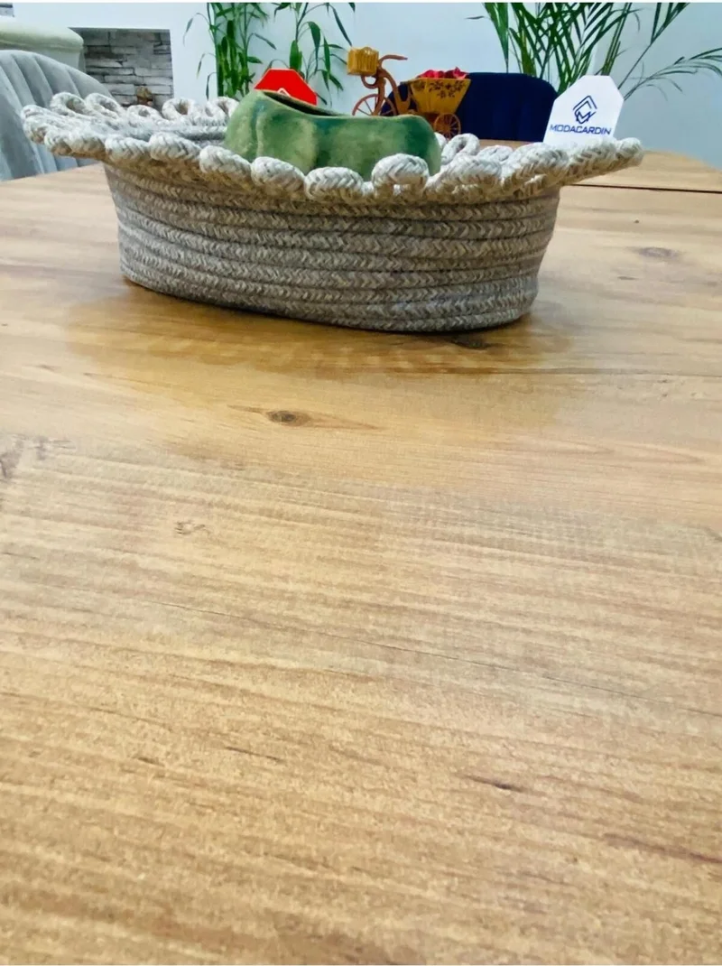 بدز ديري Bdz Leather Wicker, Jute, Ribbed Basket, Cupboard Interior, Organizer, Storage Basket, Bread Basket, 30 x 20 x 16