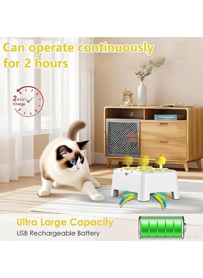 Interactive 2-in-1 Cat Toy for Indoor Cats – Automatic Moving Toy with Hidden Feather and Mouse Design, 4-Hole Whack-a-Mole Style Toy for Bored Kittens and Adult Cats, Fun Indoor Training Toy - Image 3
