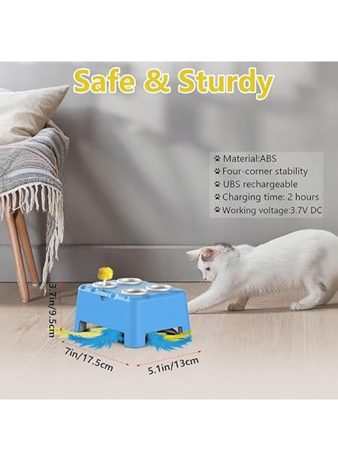 Interactive 2-in-1 Cat Toy for Indoor Cats – Automatic Moving Toy with Hidden Feather and Mouse Design, 4-Hole Whack-a-Mole Style Toy for Bored Kittens and Adult Cats, Fun Indoor Training Toy - Image 4