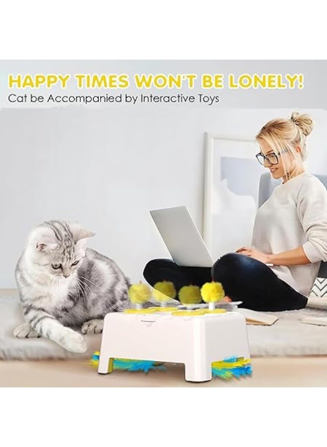 Interactive 2-in-1 Cat Toy for Indoor Cats – Automatic Moving Toy with Hidden Feather and Mouse Design, 4-Hole Whack-a-Mole Style Toy for Bored Kittens and Adult Cats, Fun Indoor Training Toy - Image 5