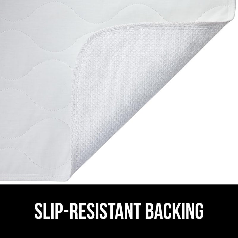 GORILLA GRIP Washable Underpads, Waterproof Reusable Heavy Absorbency Incontinence Bed Pads, Leak Proof Toddler Mattress Pad, 52x34 2 Pack, Slip Resistant for Bedwetting, Adults and Kids, White - Image 4