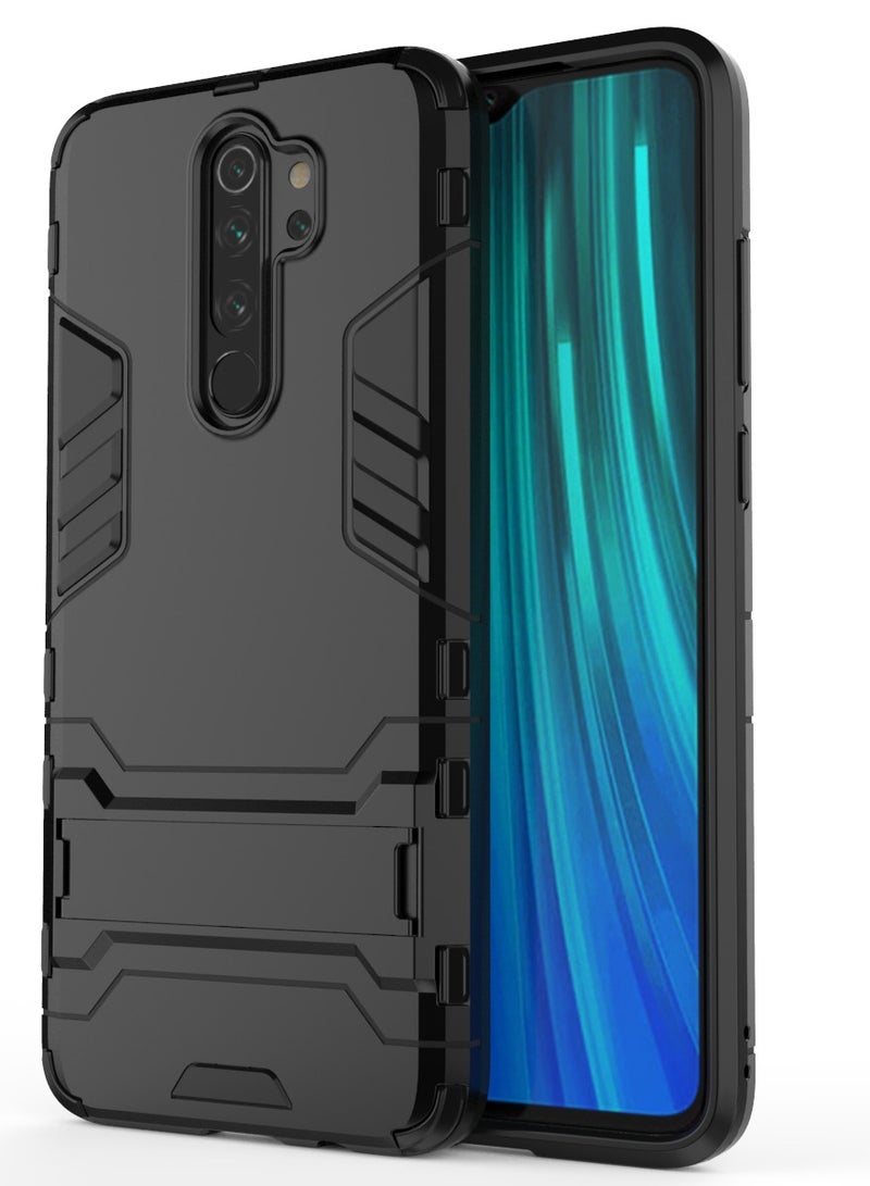 Phone Case Cover TPU+PC With stand in Back shock resistant compatible with Redmi Note 8 Pro ( Black ) - Image 1