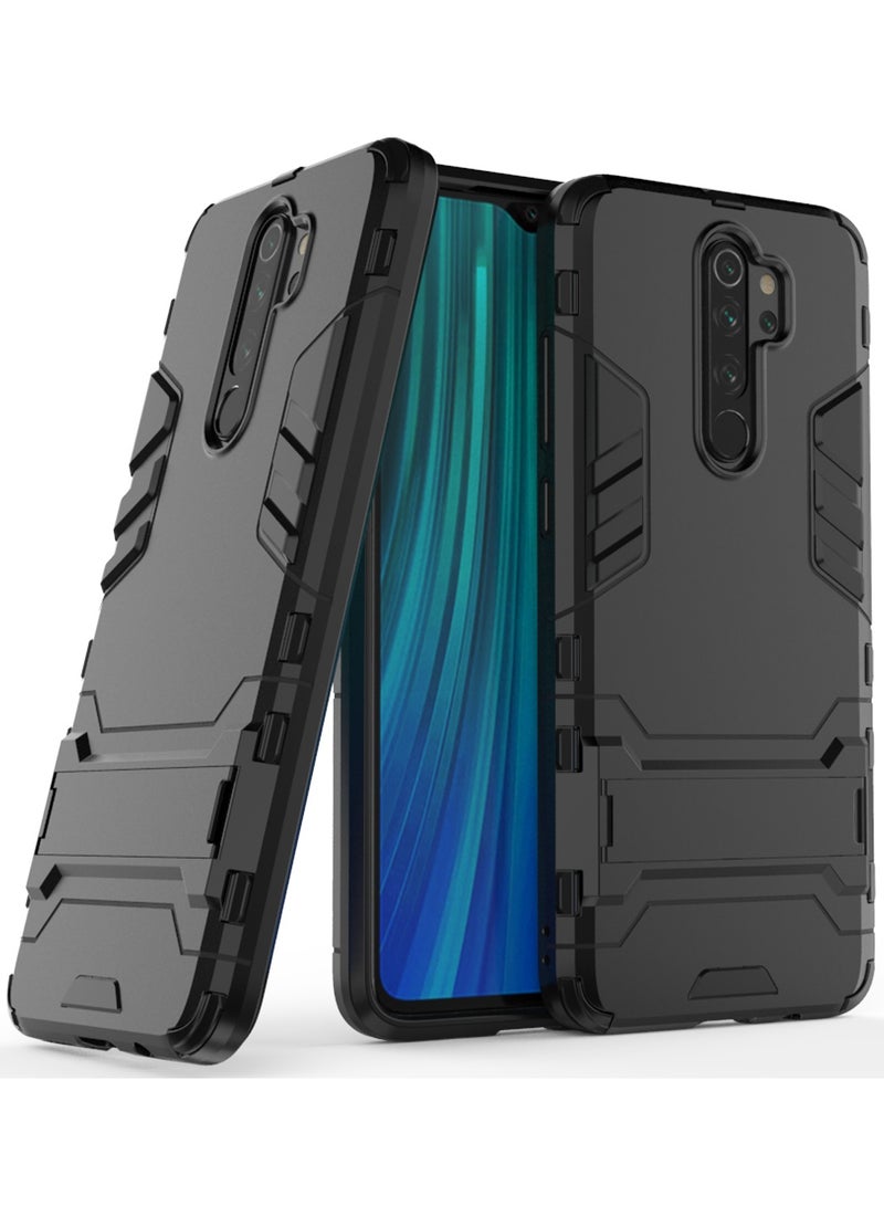 Phone Case Cover TPU+PC With stand in Back shock resistant compatible with Redmi Note 8 Pro ( Black ) - Image 2