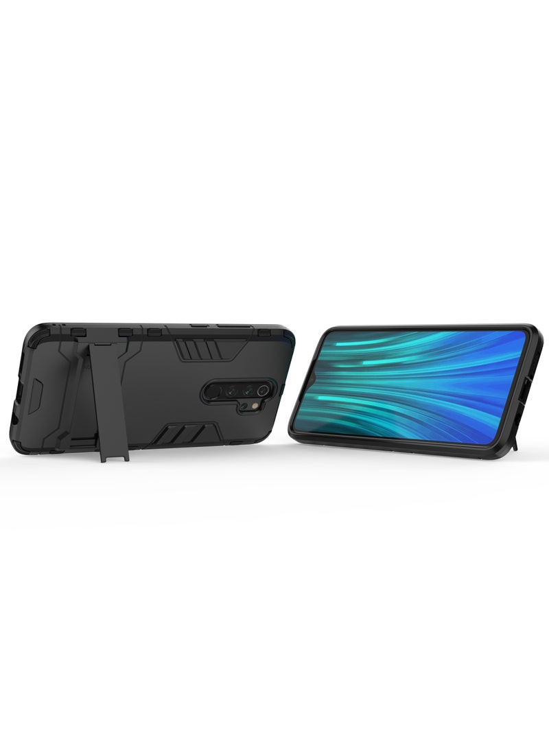 Phone Case Cover TPU+PC With stand in Back shock resistant compatible with Redmi Note 8 Pro ( Black ) - Image 3